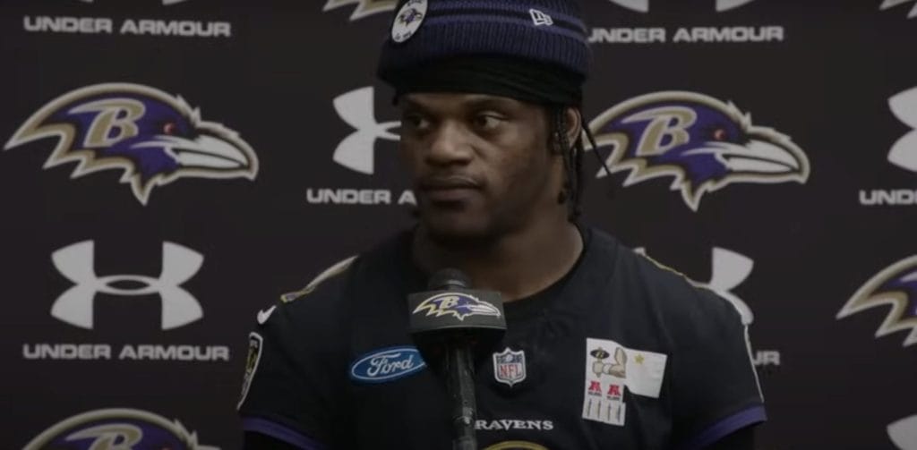 Lamar Jackson at an interview 